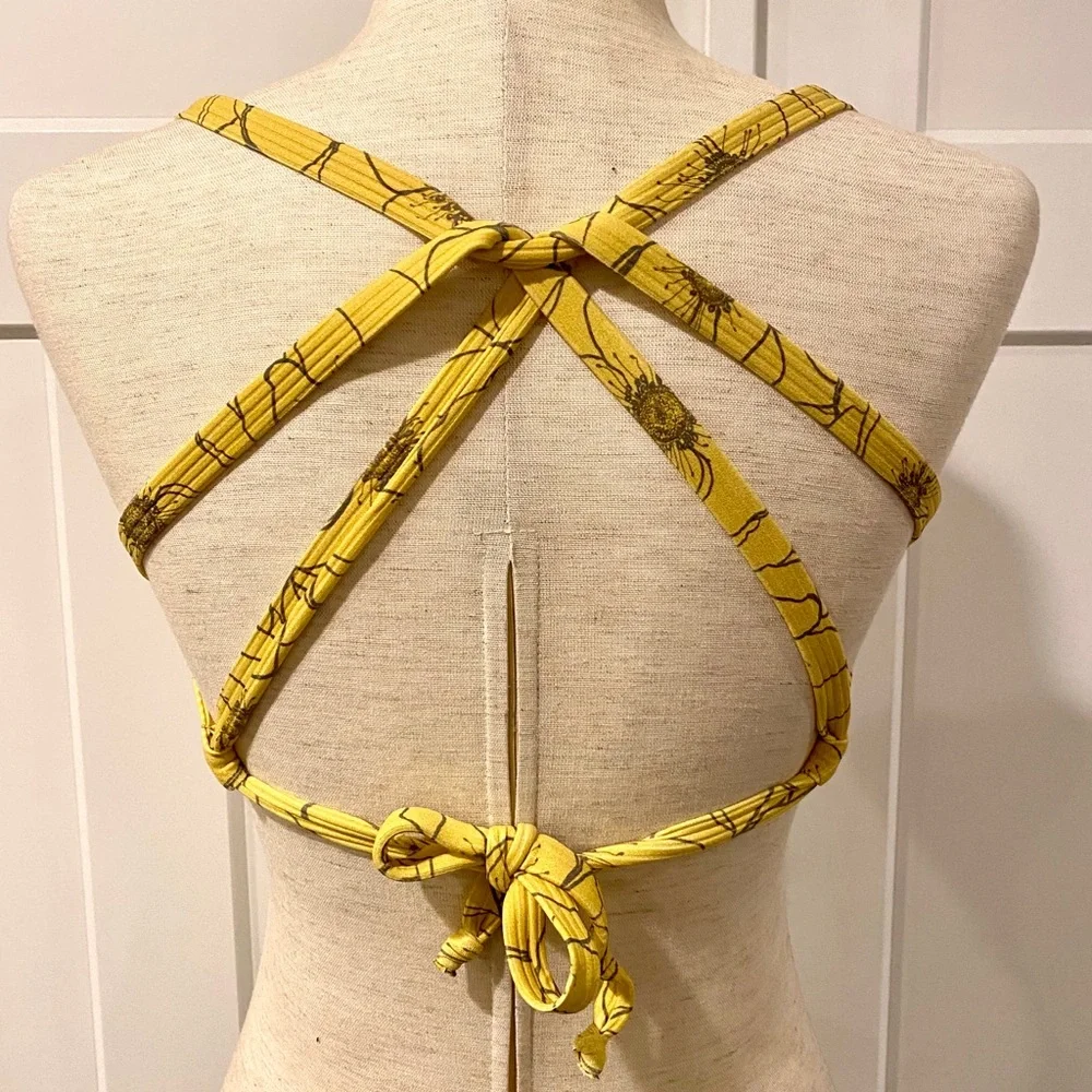 Boys + Arrows Yellow Floral Ribbed Bikini Top - Picture 3 of 5